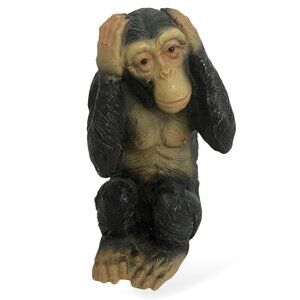 Vintage Monkey Figurine Hear no Evil Chimpanzee Retro Plastic 5.5" High